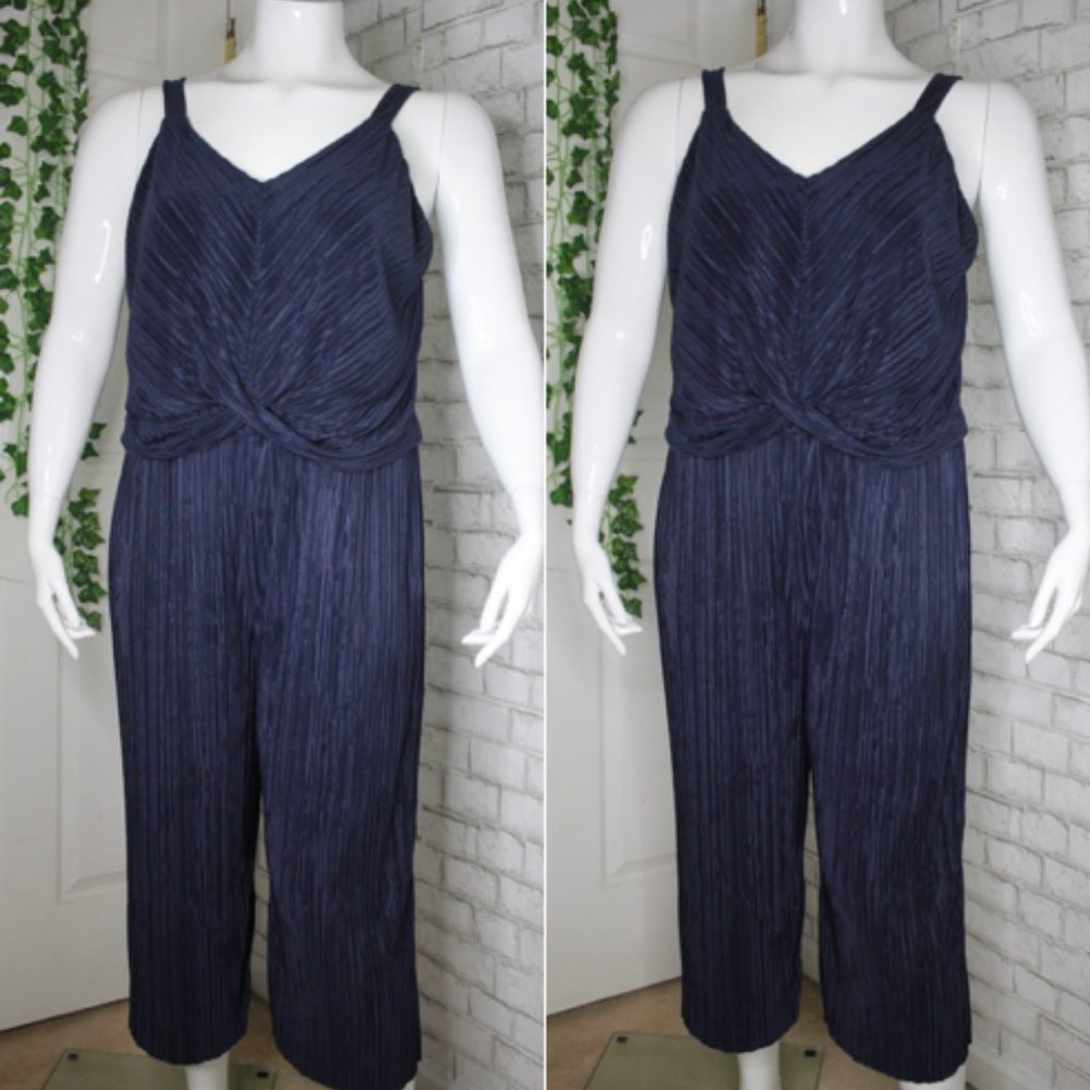 Navy Blue Ruched Formal Jumpsuit
